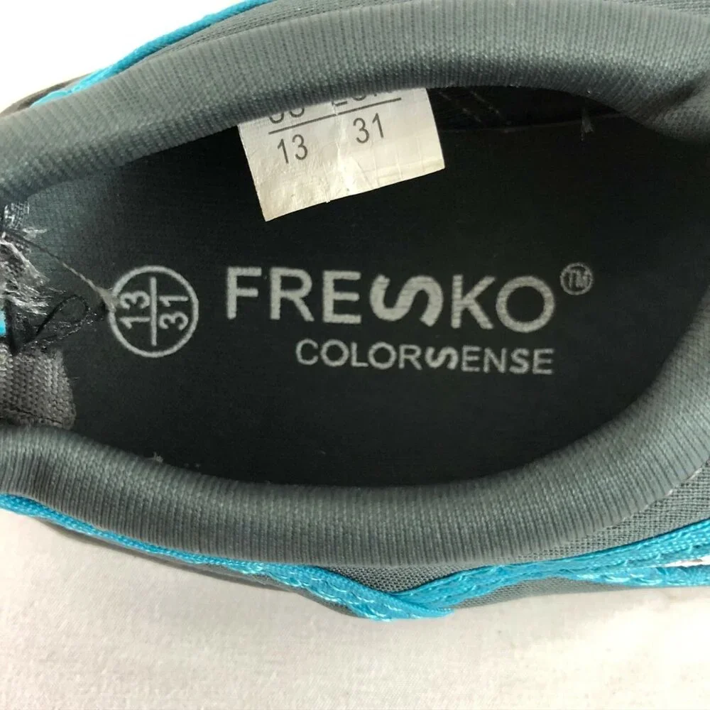 Fresko Boys Water Shoes Slip On Drawstring Mesh Gray Blue Size 13